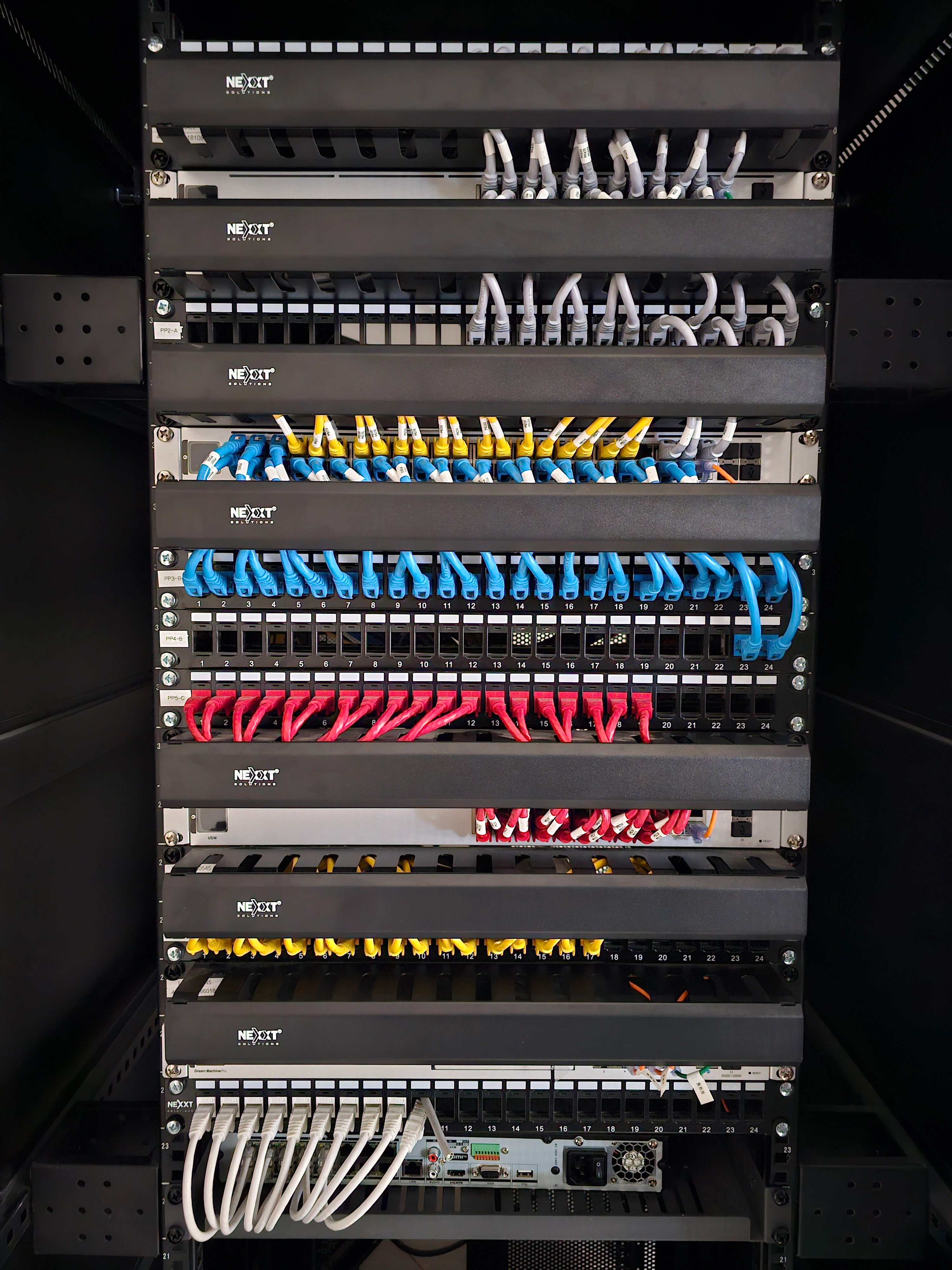 gabinete de red con cableado estructurado organizado y estético